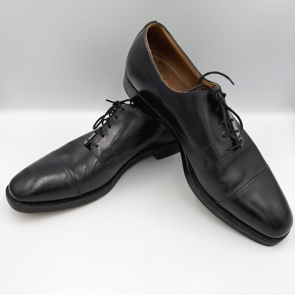 Peal & Co Brooks Brothers Mens 10D Black Dress Shoes Cap Toe Oxford England